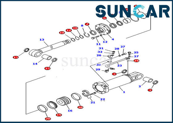 D575A-2 Komatsu Parts 707-98-84450 Ripper Tilt Cylinder Repair Kit Hydraulic Oil Seal Oil Kit