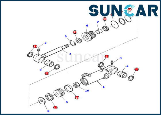 کیت مهر و موم سیلندر تیغه Komatsu 878000199 برای قطعات داخلی سیلندر هیدرولیک بیل PC10-7