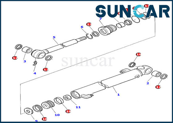 واشر مهر و موم روغن Komatsu Excavator PC10-7 سطل سیلندر سطل مهر و موم تعمیر داخلی