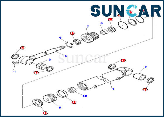 کیت سرویس سیلندر چرخشی 878000392 Boom برای کیت مهر و موم واشر تعویض Komatsu PC10-7 PC20-7