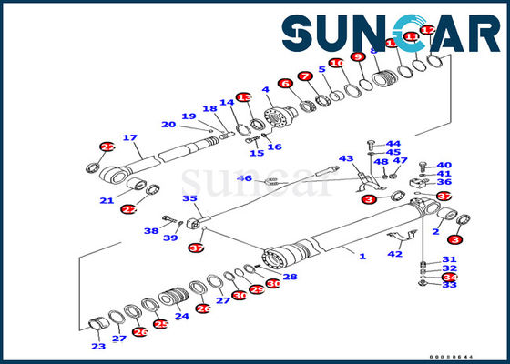 مقاومت روغن 707-99-44340 کیت مهر و موم سیلندر بازوی هیدرولیک برای قطعات داخلی Komatsu PC100-6Z