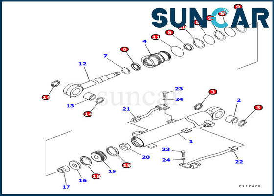 کیت تعمیر کوماتسو PC03-2 بوم سیلندر 707-98-03450 کیت تعمیرات قطعات داخلی تعویض