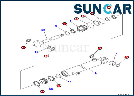 707-98-03460 کیت مهر و موم بیل کوماتسو PC03-2 کیت سرویس مهر و موم روغن داخلی سیلندر بازو