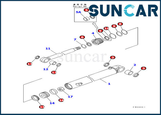 مهر و موم بیل 707-98-10820 بازوی سیلندر مهر و موم کیت PC10MR-1 قطعات داخلی Komatsu