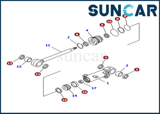 707-98-11240 Komatsu OEM Parts Blade Lift Cylinder Service Kit PC10MR-1 Excavator Inner Parts Inner