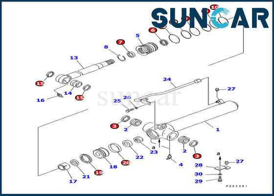 707-98-14460 کیت مهر و موم سیلندر بازو برای کیت سرویس مهر و موم روغن بیل مکانیکی Komatsu PC12UU-2