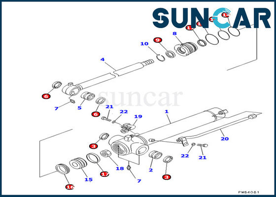 707-98-22820 کیت مهر و موم سیلندر بازو کیت سرویس کوماتسو متناسب با مدل های بیل مکانیکی PC20MR-1 PC30UU-3