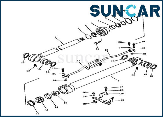 کیت مهر و موم 707-98-36100 بوم سیلندر بوم برای کیت تعمیر بیل مکانیکی Komatsu PC100-3