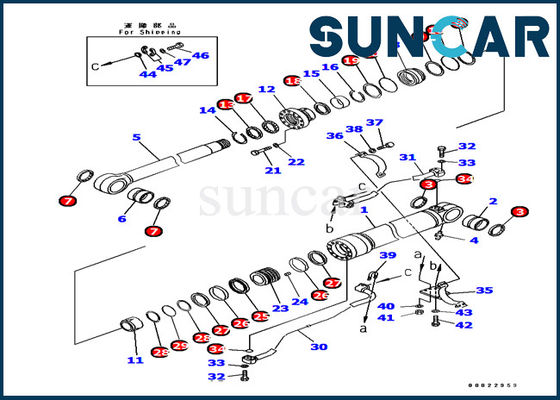 کیت مهر و موم سیلندر بازو PC380 PC400 707-99-67090 کیت سرویس ماشین آلات بیل Komatsu