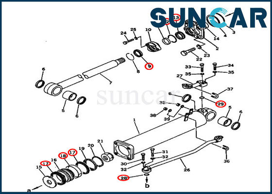 مهر و موم هیدرولیک 135-63-05060 کیت تعویض سیلندر کیت مهر و موم برای D57S-1B D57S-1 Komatsu