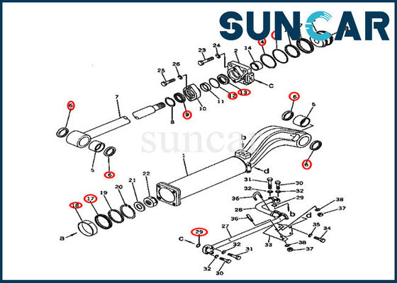 کیت مهر و موم روغن هیدرولیک 135-63-05030 کیت تعمیر مهر و موم سیلندر تخلیه برای D57S-1 Komatsu Dozer