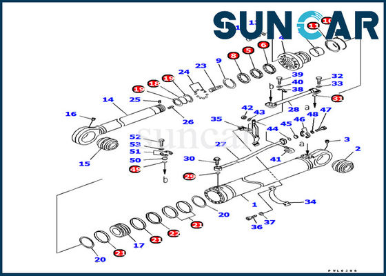 کیت مهر و موم مقاومت روغن روغن بیل مکانیکی PC1250-7 Komatsu 707-99-69670 کیت سرویس بازوی سیلندر هیدرولیک