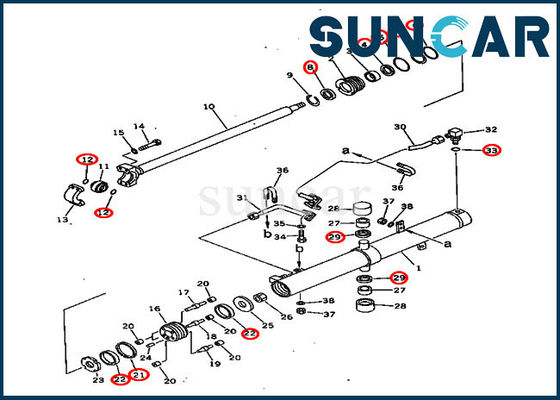 مهر و موم هیدرولیک 707-98-36440 تیغه کیت مهر و موم کوماتسو کیت سرویس سیلندر D60P-11 D60P-8