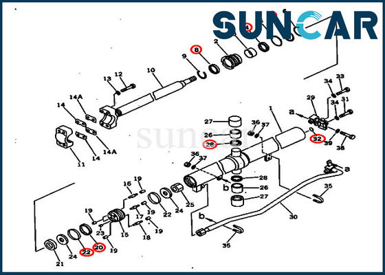 707-98-28600 7079828600 کیت تعمیر مهر و موم سیلندر بالابر Komatsu Crawler dozer D60P-12 D65E-12