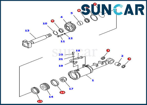 707-98-52140 کیت سیلندر شیب Komatsu Hydraulic Repair Seal Kit برای D61EX-12 Straight Tilt Dozer