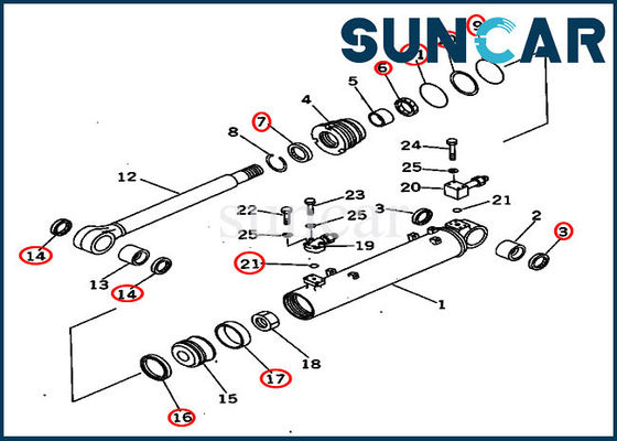 کیت تعمیر سیلندر اصلاح 707-98-40020 7079840020 کیت مهر و موم دوزر مناسب کوماتسو D65EX-12