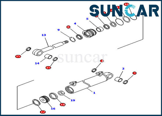 707-99-34600 کیت مهر و موم آسانسور کوماتسو سیلندر مهر و موم D61PX-12 قدرت زاویه قدرت شیب دوزر