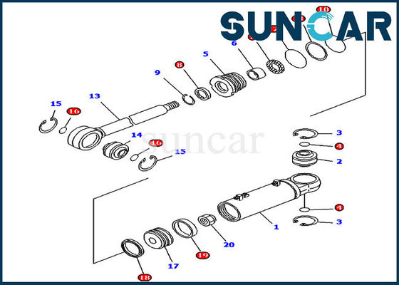 کیت مهر و موم سیلندر Dozer Tilt 707-98-43620 مهر و موم هیدرولیک قطعات تعمیرات کوماتسو