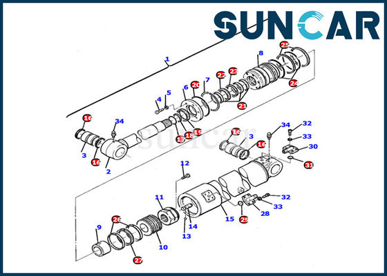 21D-61-12201 کیت مهر و موم سیلندر بازو Komatsu Excavator Inner Repair Parts PC110R-1 Service Kit
