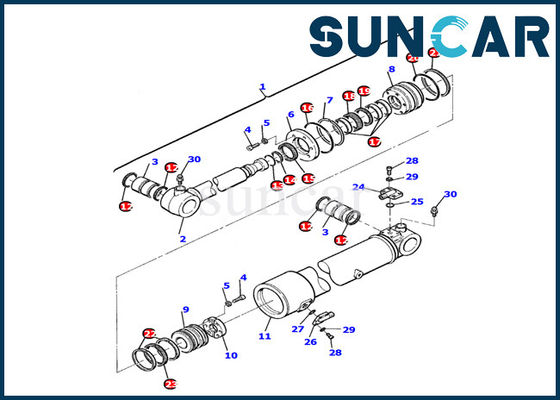 کیت مهر و موم سیلندر بازوی هیدرولیک 21D-61-13160 برای کیت تعویض داخلی Komatsu PC110R-1