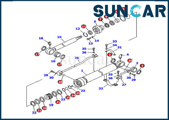 707-98-36240 کیت آب بندی سیلندر سطل Komatsu Seals PC120-6 کیت تعمیر داخلی