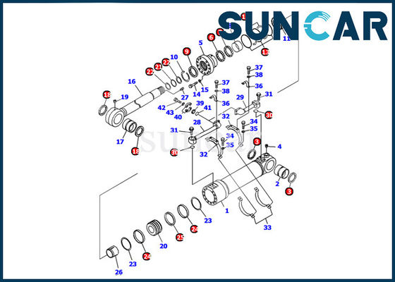 کیت سیلندر کمپرسی پایین Komatsu 707-98-56210 کیت سرویس مهر و موم سیلندر تخلیه PC1100-6