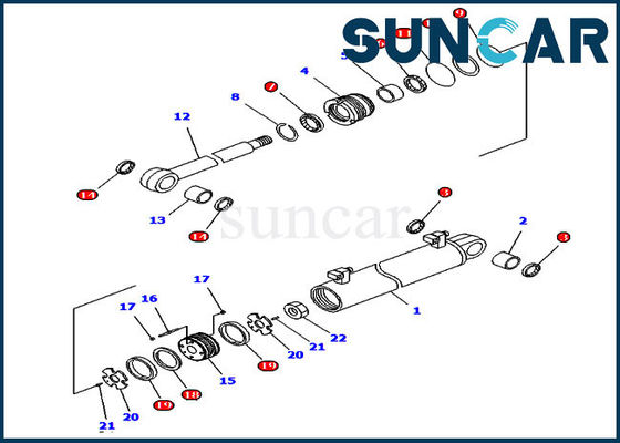 707-98-34640 کیت مهر و موم کیت سرویس سیلندر آسانسور برای مدل های کوماتسو D61EX-12 D63E-12