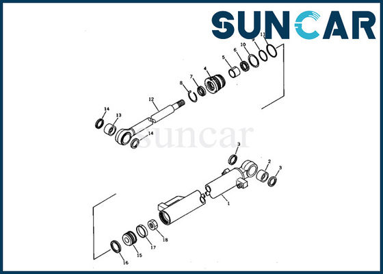 21S-63-02030 کیت سیلندر سطل کیت سرویس سیلندر برای PC03-1 مدل های بیل مکانیکی Komatsu قطعات داخلی