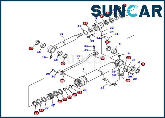 707-99-25800 کیت سیلندر سطل کوماتسو مناسب برای قطعات داخلی سیلندر هیدرولیک بیل مکانیکی PC128US-2-A