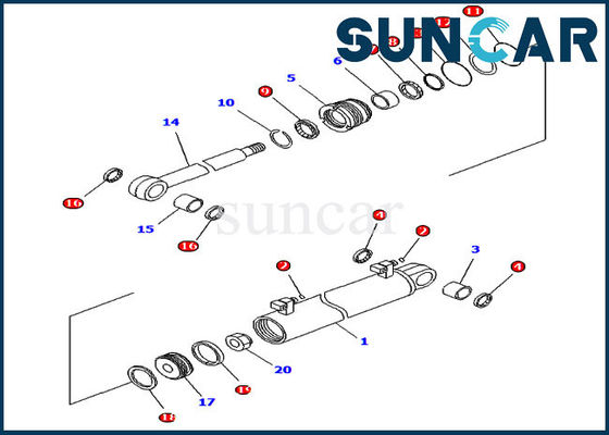 قطعات تعویض سیلندر Crawler Dozer Komatsu 707-99-34630 Lift Repair Seal Kit D61EX-15EO