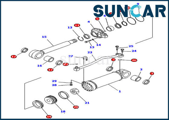 707-99-52170 کیت مهر و موم چاک دهنده کیت تعمیر مهر و موم سیلندر کوماتسو متناسب با مدل های D65EX-15E0