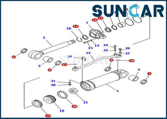 کیت سیلندر سیلندر Ripper 707-99-52230 کیت سرویس تعویض Komatsu D65E-12 D85ESS-2A