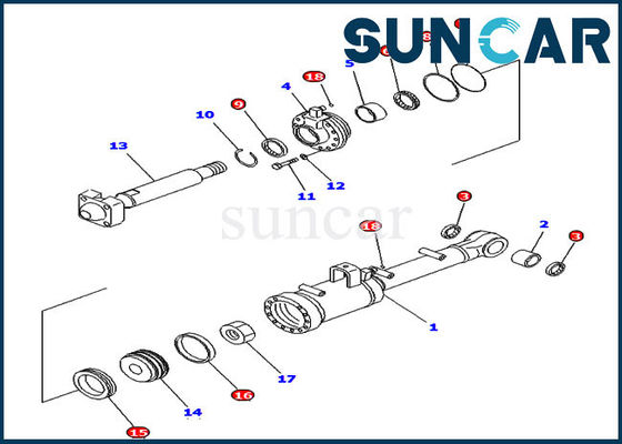 707-98-52210 کیت آب بندی سیلندر شیب کوماتسو D65E-12 D65P-12 کیت تعویض بولدوزر شیب