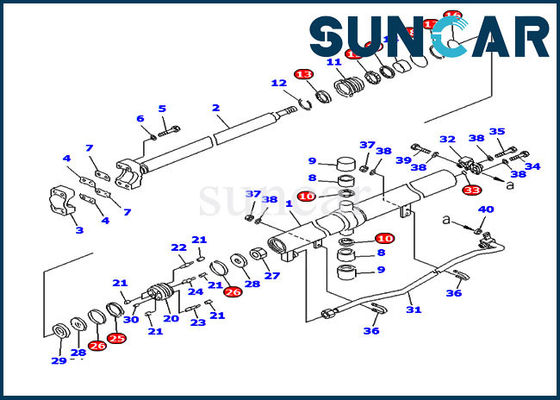سیلندر بالابر D85ESS-2 707-99-25890 کیت سرویس کوماتسو کیت مهر و موم سیلندر بولدوزر