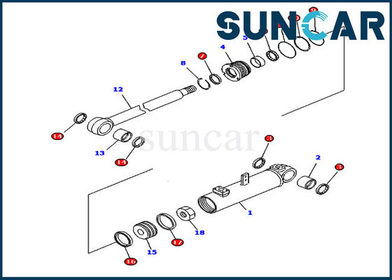 707-98-43520 کیت مهر و موم سیلندر اصلاح کننده تیغه D85A-21 D85E-21 کیت تعمیرات کوماتسو