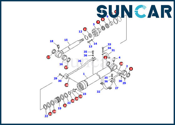 کیت مهر و موم سطل سیلندر سطل مقاومت 707-99-25870 PC120-6E0 کیت تعمیر بیل مکانیکی Komatsu