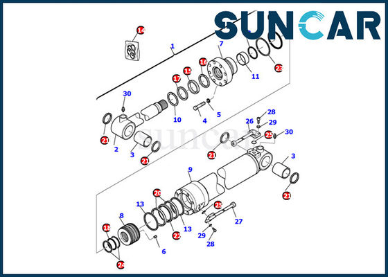 707-99-27650 کیت مهر و موم سطل سیلندر بیل مکانیکی Komatsu PC110R-1 PC95R-2 کیت واشر داخلی تعمیر