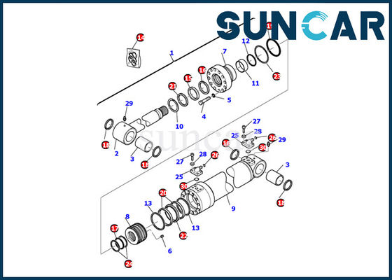 707-99-35300 Boom Swing Cylinder Seal Seat Kit Komatsu Excavator تعمیر داخلی کیت روغن مهر و موم سرویس