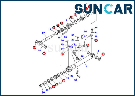 707-99-36290 1ST Boom Cylinder Seal Kit Fits Komatsu PC120 PW130 Excavator Inner Replace Inner
