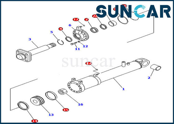 707-99-53620 7079953620 کیت سرویس سیلندر شیب تیغه برای Komatsu D85EX-15E0 D85MS-15