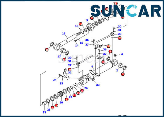 707-99-37340 کیت مهر و موم سیلندر بوم Komatsu Excavator PC128US-2-A کیت واشر مهر و موم تعمیر داخلی