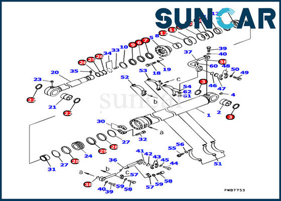 کیت سرویس کوماتسو 707-99-67290 کیت مهر و موم سیلندر سطل برای قطعات داخلی بیل PC1100-6