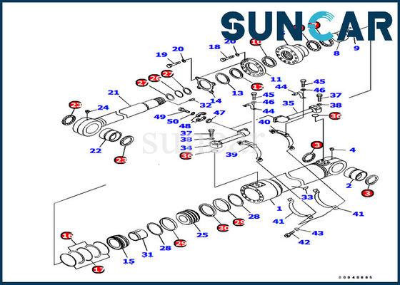 707-99-72370 کیت مهر و موم سیلندر تخلیه پایین برای قطعات داخلی ماشین آلات لودر Komatsu PC1250-7