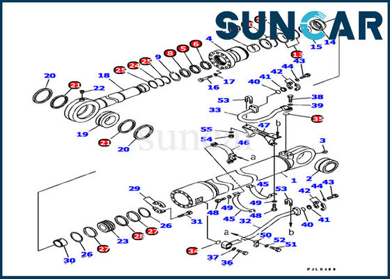707-99-77120 کیت مهر و موم هیدرولیک کیت سرویس سیلندر سطل Komatsu PC1100-6 FOR 5.7M Cylinder Assy