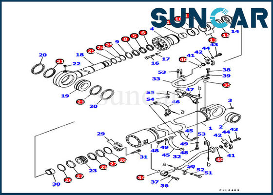 قطعات کیت سیلندر سطل Komatsu 707-99-77190 سطل کیت سرویس سیلندر برای تعمیرات داخلی بیل PC1250LC-8