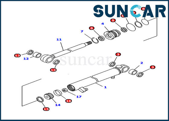 707-98-04640 کیت مقاومت مهر و موم روغن سیلندر بازوی بیل مکانیکی Komatsu PC12R-8 تعویض قطعات داخلی