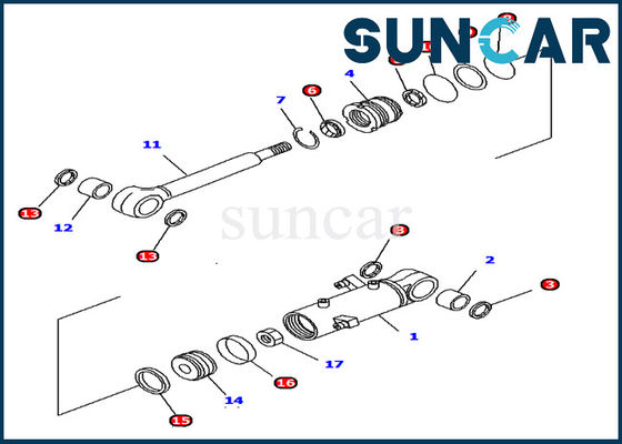 PC12R-8 بیل Komatsu 707-98-11300 هیدرولیک تیغه سیلندر سرویس کیت مهر و موم ماشین آلات کیت