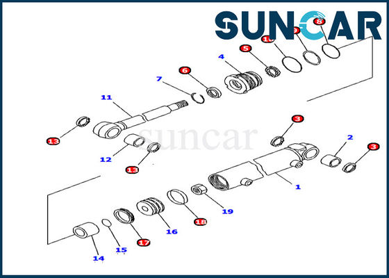 کیت ضد آب کوماتسو 707-98-11330 Boom Swing Cylinder Seal Kit PC12R-8 کیت تعمیر بیل