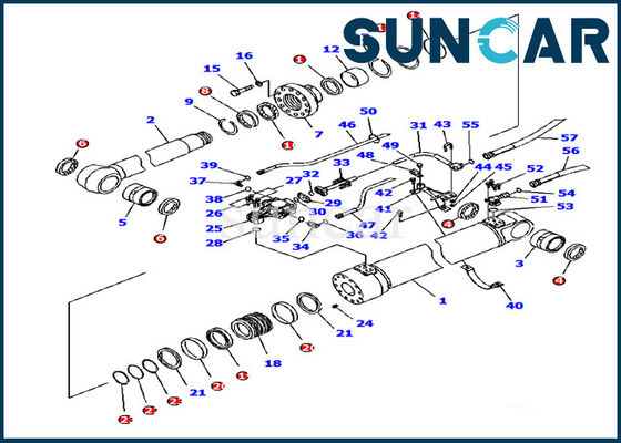 707-99-56630 کیت Komatsu Boom Adjust Cylinder Service Kit PC180LC-7-E0 کیت مهر و موم داخلی بیل