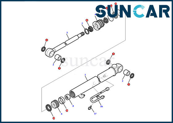 کیت مهر و موم سیلندر سطل 878000498 Komatsu PC12R-8 بیل مکانیکی قطعات تعمیر داخلی مقاومت روغن